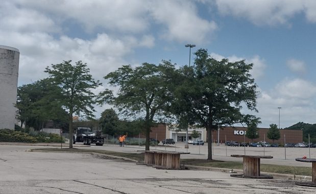 Posts are put in place this week to install fencing around the parking lot of the closed Spring Hill Mall in West Dundee and Carpentersville, the bulk of which has been purchased by the village of West Dundee for future redevelopment. (Mike Danahey/The Courier-News)