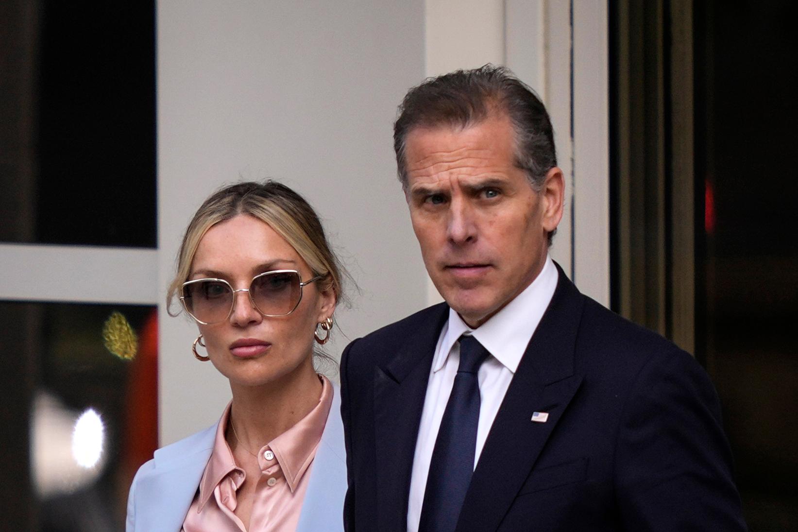 Hunter Biden, accompanied by his wife, Melissa Cohen Biden, departs from federal court, Tuesday, June 4, 2024, in Wilmington, Del. (AP Photo/Matt Rourke)