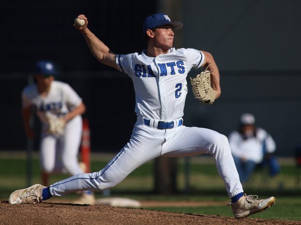 Highland Park pitcher Luke Weber (2) throws during a game against Vernon Hills at Wolters Field in Highland Park on Tuesday, April 30, 2024. (Trent Sprague/for the News-Sun)