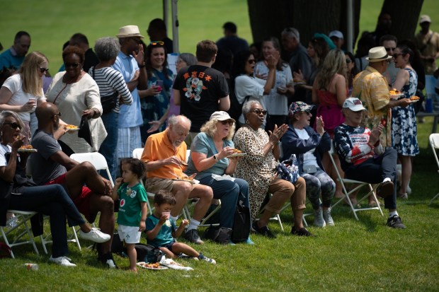 Attendees at last year's Juneteenth festival in Naperville's Rotary Park enjoy some food and a little shade. This year the event will be held from 1 to 3 p.m. Saturday. (Naperville Neighbors United)