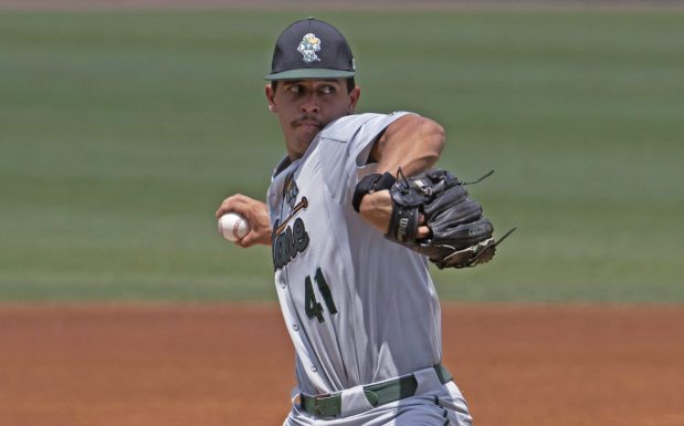 Tulane starter Ricky Castro pitches against Sam Houston State during an NCAA college baseball tournament regional game Saturday, June 3, 2023, in Baton Rouge, La. (Hilary Scheinuk / The Advocate)