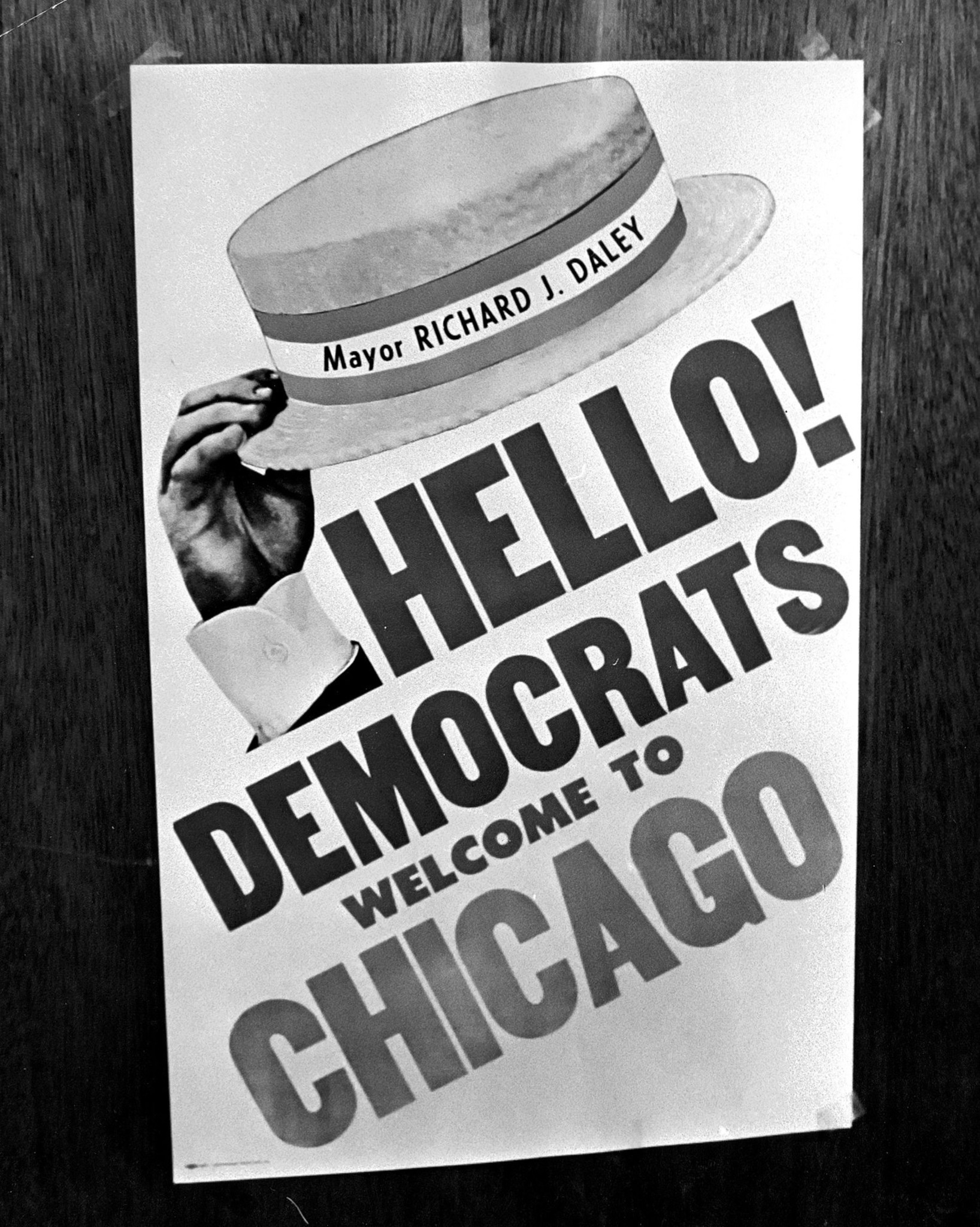 A poster from the Democratic National Convention in 1968 in...