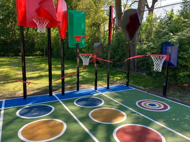 The new 'bankshot' courts at Beach Oak Park. (Hank Beckman for the Pioneer Press)