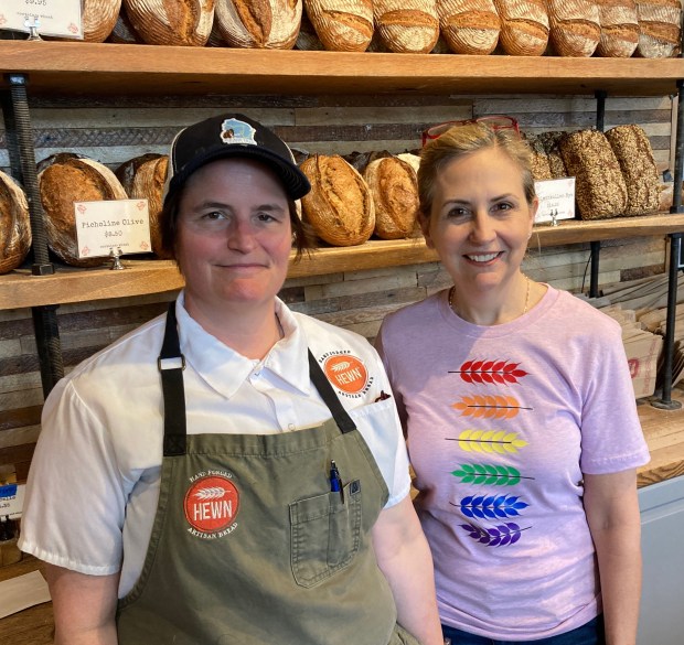 Ellen King (left) and Julie Matthei (right) opened Hewn Bakery in Evanston 11 years ago. Despite challenges during the COVID-19 pandemic, they opened an outpost bakery in Libertyville and are now opening another in Winnetka. (Brian L. Cox/Pioneer Press)