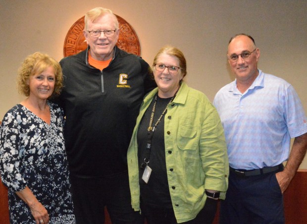 Duneland Schools Corp. teacher retirees gathered recently. Among those retiring are, from left, Nancy Moats, Jack Campbell, Lisa Filipek and John Snyder. Not pictured are Cathy Dean, Danny Dolph, Mary Henrich, Victoria Hickle, Dan Lynch, and Kurt Plescher. (Photo courtesy of Duneland School Corp.)