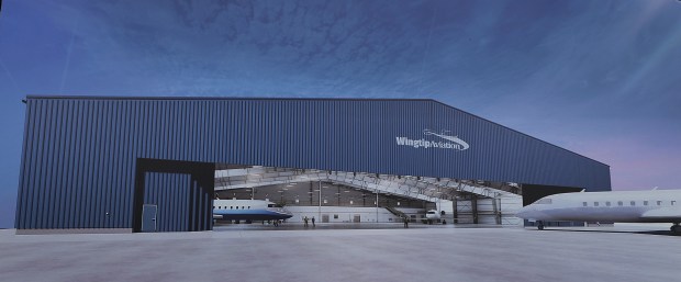 Artist rendition of the new $12 million dollar Wingtip Aviation hanger during a groundbreaking ceremony at the Gary/Chicago International Airport on Tuesday, June 18, 2024. (John Smierciak/Post Tribune)