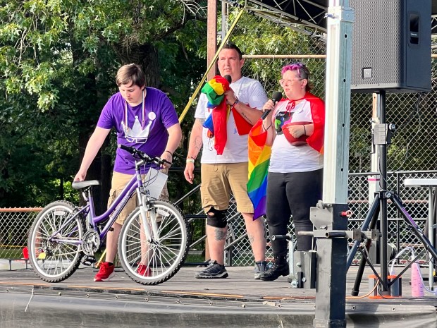 Items were raffled off, from bikes to tattoo sessions, in order to fundraise for youth and LGBTQ-centric nonprofits. (Anna Ortiz/Post-Tribune)