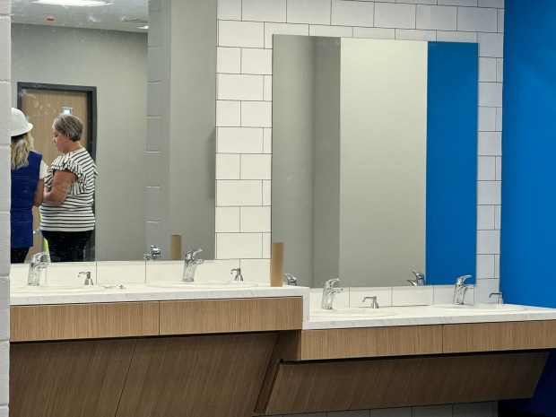 Sinks are placed outside the restrooms at the South Haven Boys & Girls Club on Tuesday, June 18, 2024, to help keep kids from getting into trouble. (Doug Ross/for Post-Tribune)