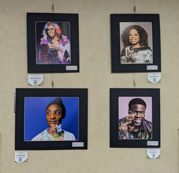 Digital art of Michelle Obama, Oprah Winfrey, Crystal Dunn and Kevin Hart. (Janice Neumann/for the Daily Southtown)