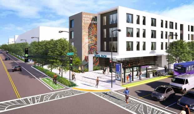 The redevelopment of about 12 acres on the northwest corner of Halsted and 115th streets into the Morgan Park Commons is under the direction of the nonprofit Far South Community Development Corps. (Lamar Johnson Collaborative)