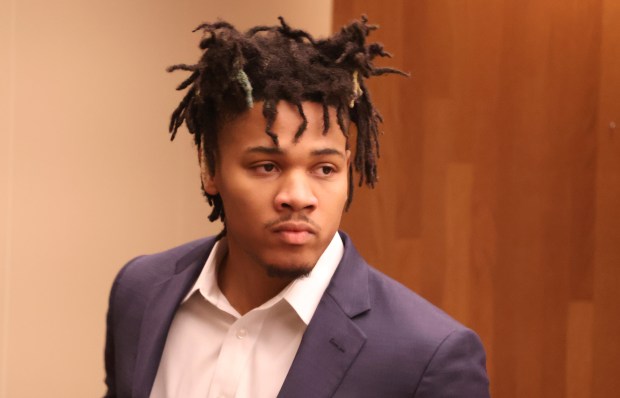 University of Illinois basketball standout Terrence Shannon Jr. appears in court June 12, 2024, during his trial in Lawrence, Kansas. (Chris Conde/The Lawrence Journal-World)