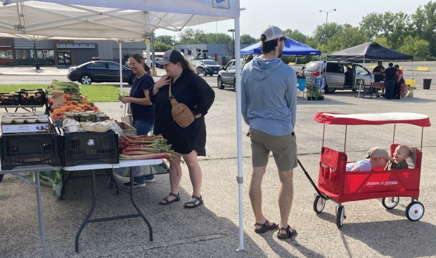 The opening of the Waukegan Farmers Market in the Cristo Rey St. Martin College Prep parking lot Friday was a family affair for this group. (Steve Sadin/For the Lake County News-Sun)