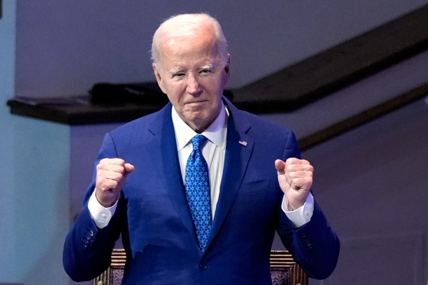 President Joe Biden attends a church service at Mt. Airy Church of God in Christ, Sunday, July 7, 2024, in Philadelphia (AP Photo/Manuel Balce Ceneta)