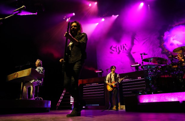 Styx performs the song "Lady" during a concert at then-Hollywood Casino Amphitheatre in Tinley Park on June 4, 2022. (Chris Sweda/Chicago Tribune)