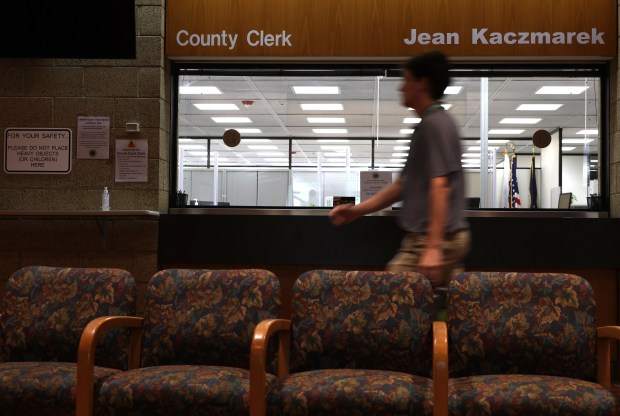 The DuPage County Clerk's office inside the DuPage County Administration Building in Wheaton on July 18, 2024. (Stacey Wescott/Chicago Tribune)