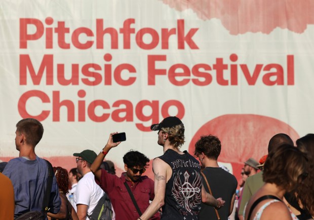 Concertgoers dance to the music of Yaeji during Pitchfork Music Festival at Union Park Friday, July 19, 2024, in Chicago. (John J. Kim/Chicago Tribune)