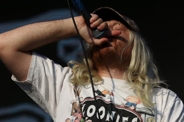 Dylan Brady of 100 gecs performs during Pitchfork Music Festival at Union Park Friday, July 19, 2024, in Chicago. (John J. Kim/Chicago Tribune)