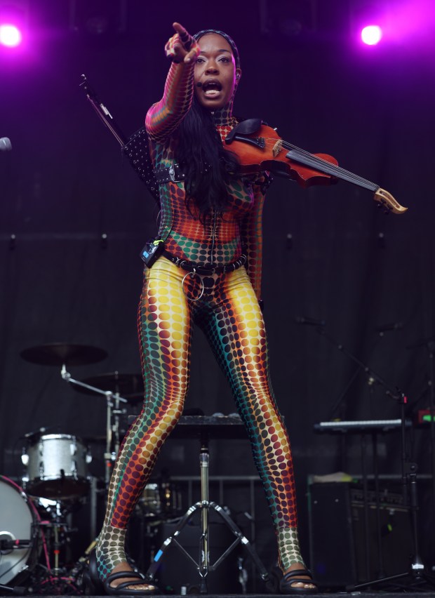 Brittney Denise Parks, known by her stage name Sudan Archives, performs during Pitchfork Music Festival at Union Park Friday, July 19, 2024, in Chicago. (John J. Kim/Chicago Tribune)