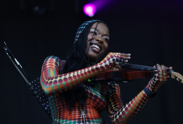 Brittney Denise Parks, known by her stage name Sudan Archives, performs during Pitchfork Music Festival at Union Park Friday, July 19, 2024, in Chicago. (John J. Kim/Chicago Tribune)