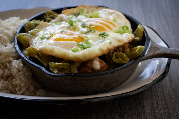 Sisig Shishito Hash at Bayan Ko Diner on June 27, 2024. (E. Jason Wambsgans/Chicago Tribune)