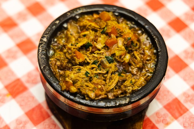 An order of Fahsa is seen at Al-Diar Restaurant in Chicago on Friday, July 5, 2024. (Troy Stolt/for the Chicago Tribune)