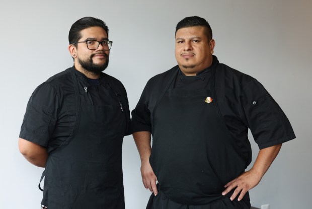 Sous chef Martin Martinez, left, and chef Ismael Lucero Lopez stand for a portrait at Casa Madai, 2023 S. Racine Ave., Friday, July 5, 2024, in Chicago. (John J. Kim/Chicago Tribune)