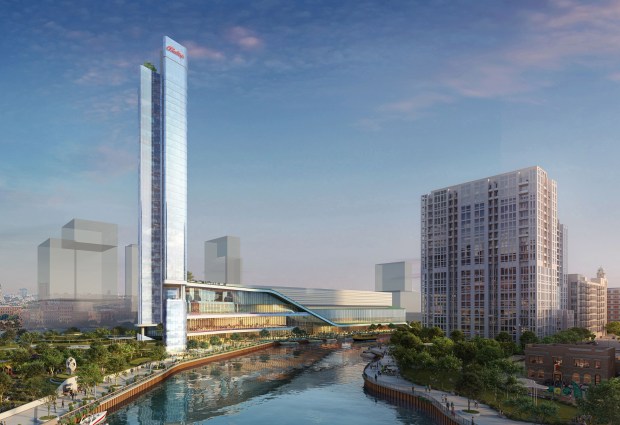 Bally's has finalized redesign of its planned 500-room hotel tower, which has been shifted from north of the casino to the south to avoid damaging city water pipes along the Chicago River, pending approval from the city's planning department. (HKS)