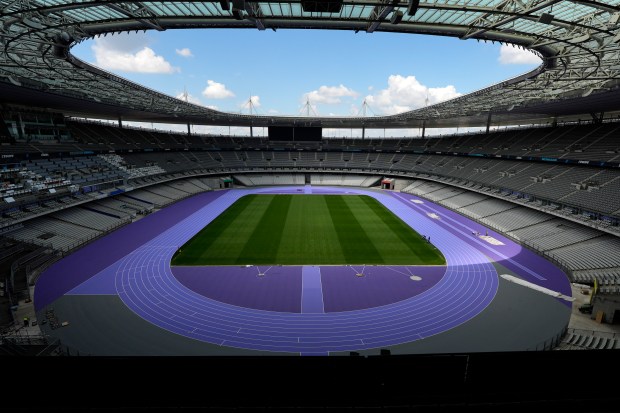 The Stade de France is shown during a tour ahead of the Olympics, May 7, 2024, in Paris. (David J. Phillip/AP)