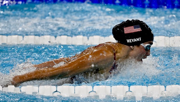 Emma Weyant of the United States wins bronze in the women's 400m individual medley during the swimming competition at the Paris La Defense Arena during the Paris 2024 Olympic Games in Naterre, France on Monday, July 29, 2024. (Photo by Keith Birmingham, Orange County Register/ SCNG)