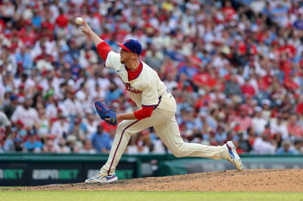 Jeff Hoffman #23 of the Philadelphia Phillies delivers a pitch in the eighth inning during a game against the Oakland Athletics at Citizens Bank Park on July 13, 2024 in Philadelphia, Pennsylvania. The Phillies won 11-5. (Photo by Hunter Martin/Getty Images)