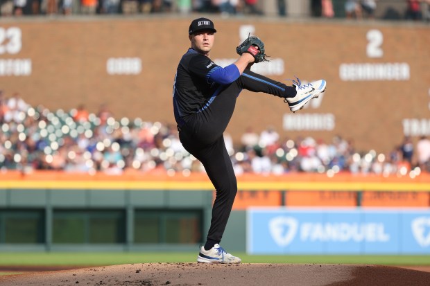 Tarik Skubal #29 of the Detroit Tigers throws a first inning pitch against the Los Angeles Dodgers at Comerica Park on July 12, 2024 in Detroit, Michigan. (Photo by Gregory Shamus/Getty Images)