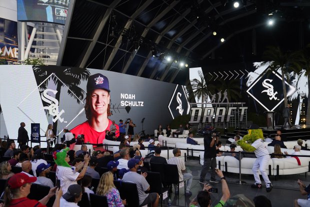 Noah Schultz is selected by the White Sox with the 26th pick of the 2022 MLB draft on July 17, 2022, in Los Angeles. (AP Photo/Jae C. Hong)