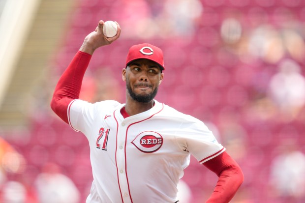 Cincinnati Reds pitcher Hunter Greene during a baseball game against the Colorado Rockies, Thursday, July 11, 2024, in Cincinnati. (AP Photo/Jeff Dean)