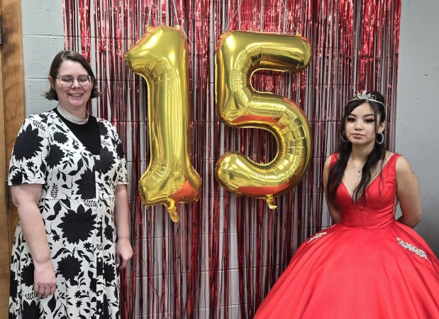 Thanks to Andrea Delaney, left, vicar at Trinity Lutheran Church in Elgin, Allison Arrendondo had the quinceañera she'd always dreamed of to celebrate her 15th birthday. (Gloria Casas/The Courier-News)