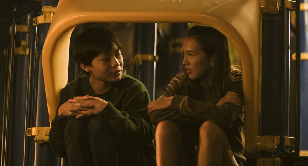 Izaac Wang, left, and Mahaela Park in "Dìdi." (Focus Features/Talking Fish Pictures, LLC/TNS)