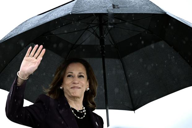 Vice President Kamala Harris boards Air Force Two as she departs from Ellington Airport in Houston, Thursday, July 25, 2024. Harris is returning to Washington, after delivering remarks at a teachers' union event. (Brendan Smialowski/AP)