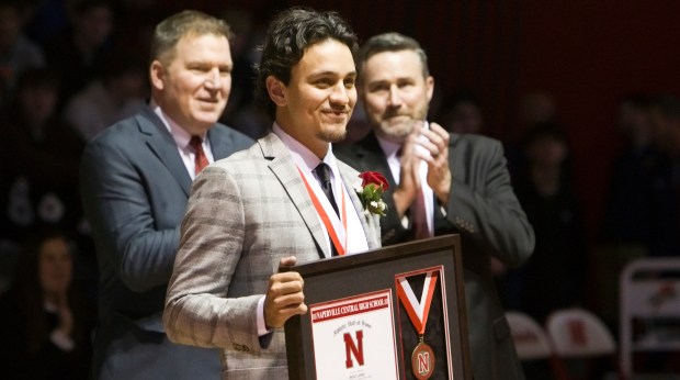 Chicago White Sox infielder Nicky Lopez is inducted into the Naperville Central Athletic Hall of Fame in Naperville on Friday, Jan. 26, 2024.