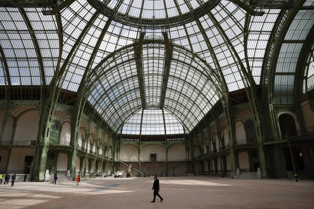 A view of the Grand Palais ahead of the Paris 2024 Olympic Games in Paris on April 15, 2024. The Grand Palais will host the Fencing and Taekwondo competitions. (Yoan Valat, Pool via AP)