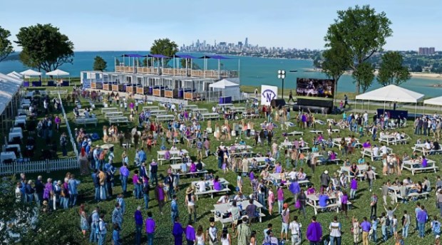 The Lakeside Tailgate for Northwestern University home games will be held just south of the temporary field on the university's lakefill area. (Northwestern University)