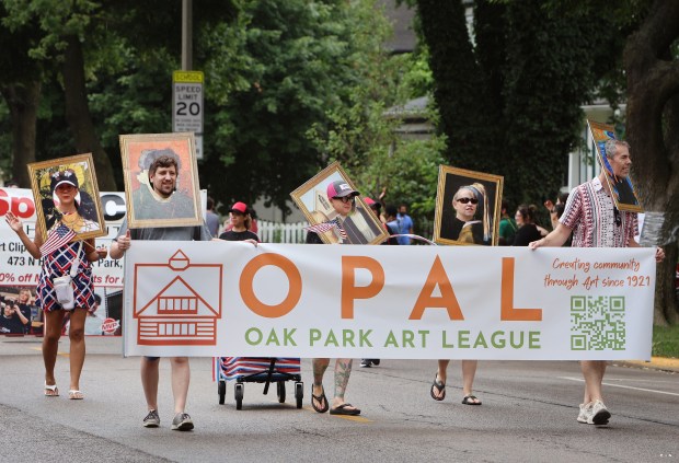 Oak Park Art League members during the annual Independence Day Parade Thursday, July 4, 2024, in Oak Park. (James C. Svehla/for Pioneer Press)