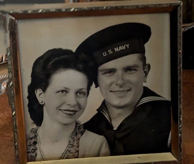 Ann and John Lazarowicz are pictured shortly after they were married in a photograph on display in ann Lazarowicz's home in Oak Forest. John died in 1991. (Janice Neumann/Daily Southtown)