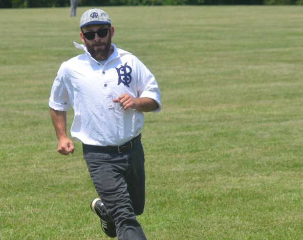 Blue Island Brewmaster Greg Franco, from Mount Greenwood, heads home for a run July 13, 2024, against Lemont. (Jeff Vorva/for the Daily Southtown)