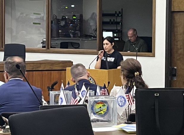 Griselda Chavez, of Joliet,speaks out against Will County's non-sanctuary designation. (Michelle Mullins/for the Daily Southtown)