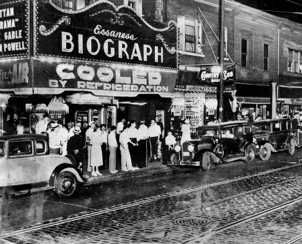 The Biograph Theater on Lincoln Avenue in Chicago around the time that John Dillinger was shot and killed by the FBI in an alley nearby. (Chicago Tribune archive)