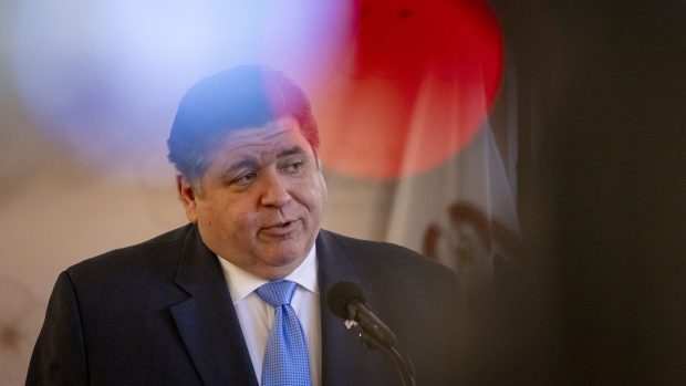 Gov. J.B. Pritzker talks about new maternal health initiatives at the future Chicago South Side Birth Center on Feb. 26, 2024, in Chicago. (Brian Cassella/Chicago Tribune)