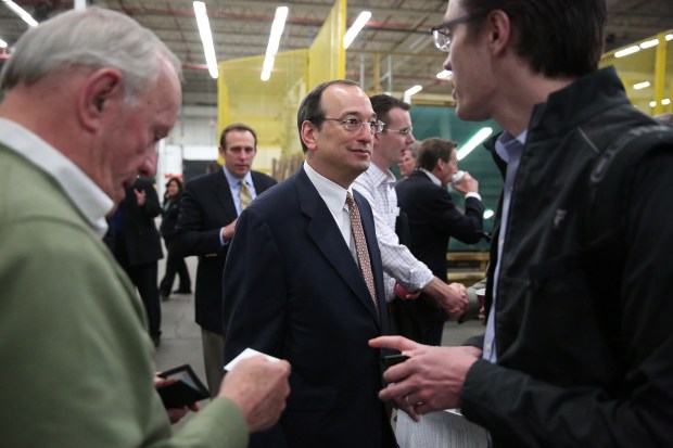 Steve Koch, who was deputy mayor under then-Mayor Rahm Emanuel, arrives at a forum to learn about the Digital Lab for Manufacturing on April 23, 2014, at Engineered Glass Products. Koch is a leader of the new nonprofit and political action committee One Future Illinois. (Anthony Souffle/Chicago Tribune)