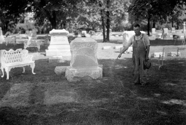 John Dillinger's gravesite, circa 1960. (Chicago Tribune historical photo)