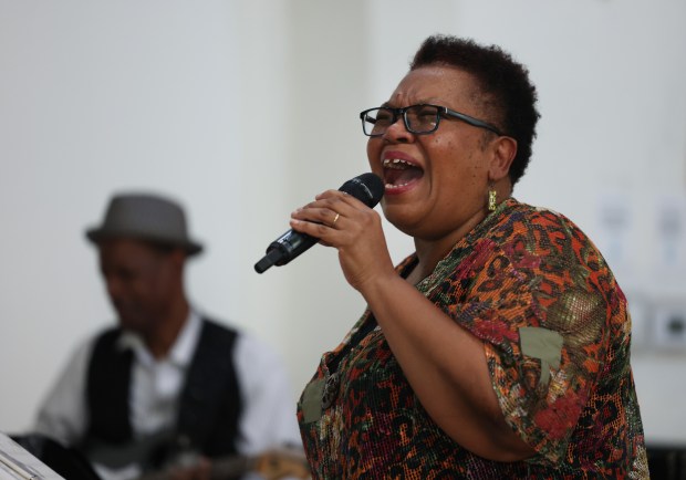 Blues singer Lucy Smith performs with an ensemble at a benefit concert for Saint Martin's Episcopal Church at the church sanctuary on June 29, 2024, in Chicago. (John J. Kim/Chicago Tribune)