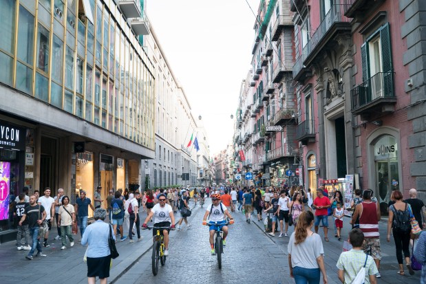 People peruse Via Toledo in Naples, Italy. (Roberto Salomone/Getty)