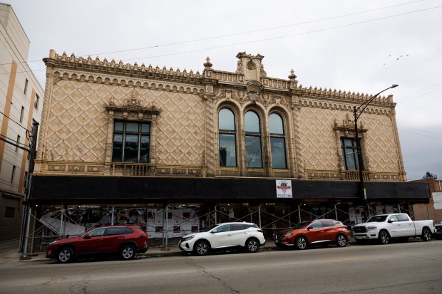 The former Pioneer Arcade building at 1535 N. Pulaski Road on March 2, 2023, in Chicago. (Armando L. Sanchez/Chicago Tribune)